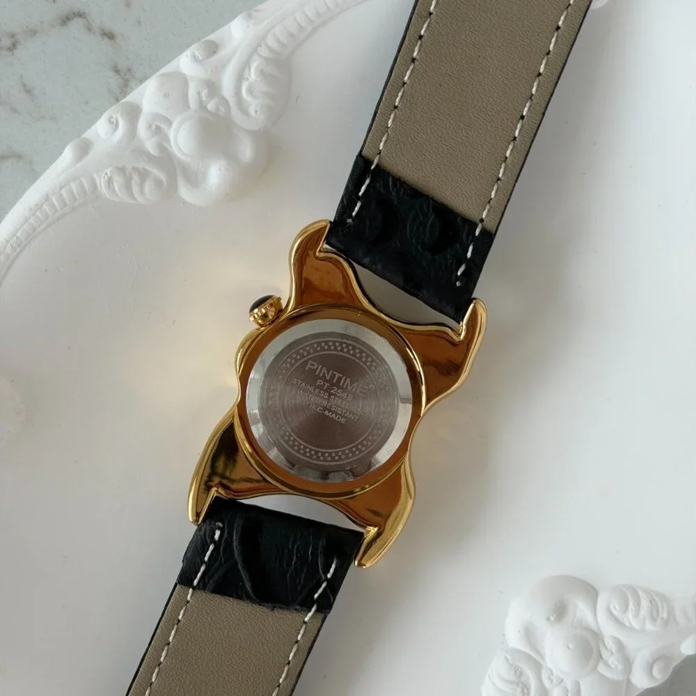 SKU0510 Retro Gold Asymmetrical Women Fashion Watch‎ Stainless steel + gift bag